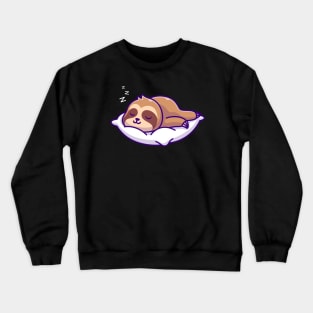 Cute Sloth Sleeping On Pillow Cartoon Crewneck Sweatshirt